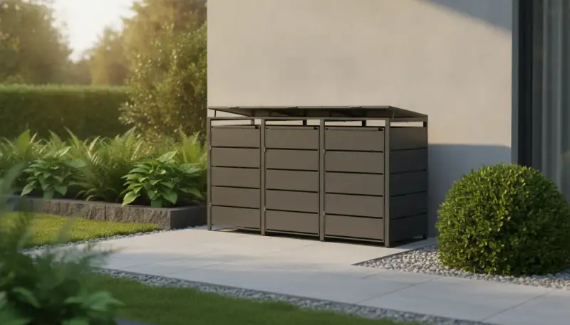 Clever versteckt: Mülltonnenboxen mit Klappdeckel
